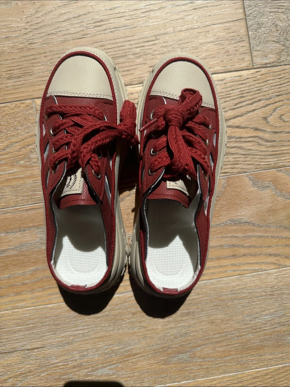 The Game Red and Cream Platform Slip-On Sneakers